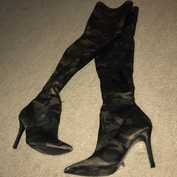 aldo camo thigh high boots
